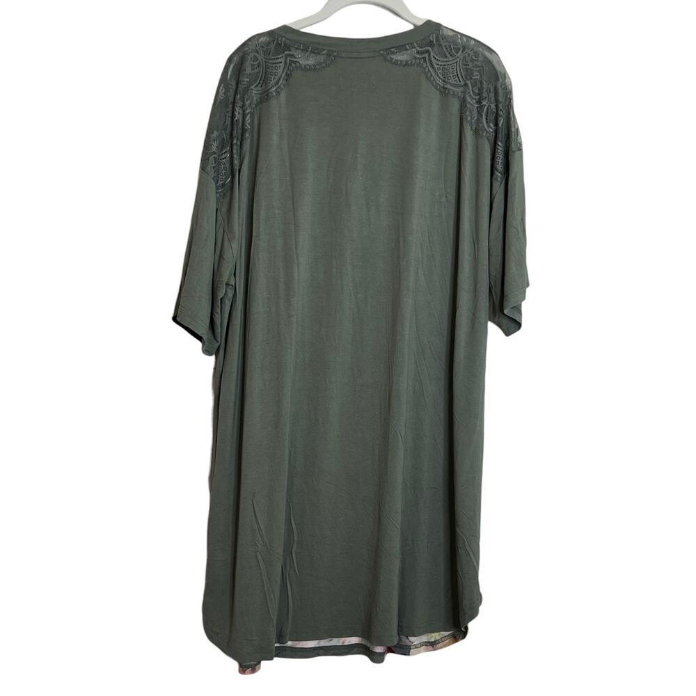 B by Ted Baker Jersey Sleep Shirt Lace Trim US Size 14 Olive Floral - Picture 4 of 6
